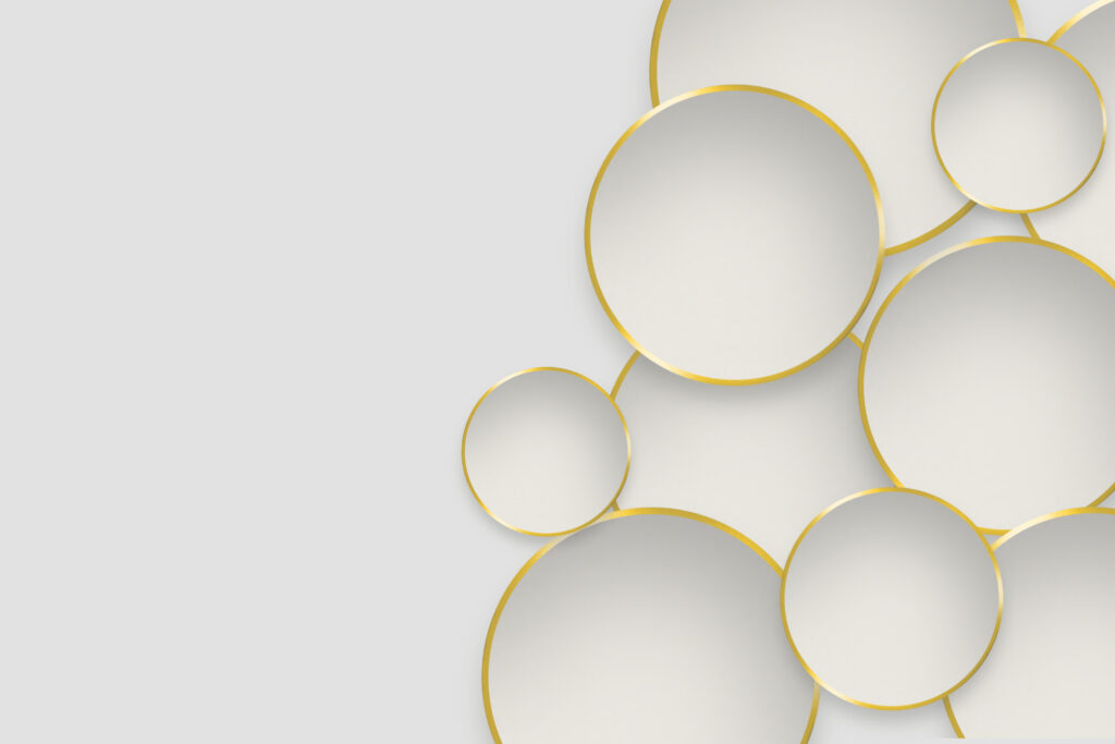 weißer hintergrund mit kreisförmigen goldenen Formen